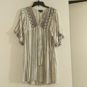 Bohemian flowy striped v-neck dress